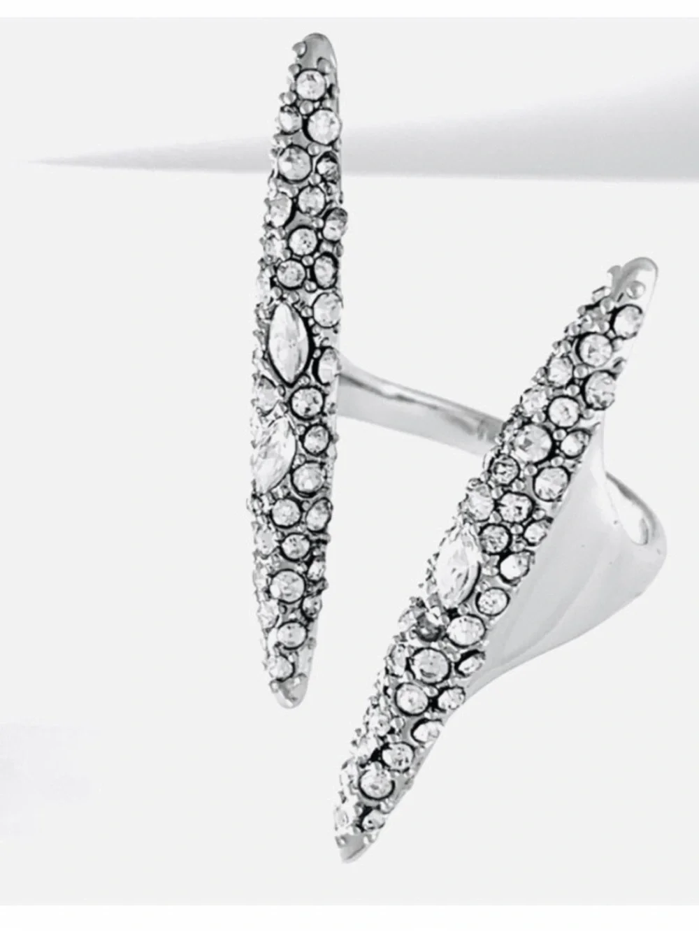 NEW Alexis Bittar Archive Pave Crystal Modernist Silver Spear Ring AU14